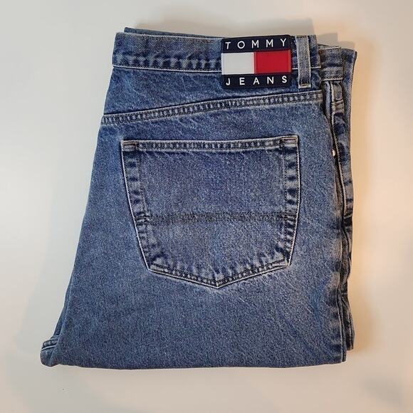 Vintage Tommy Hilfiger Y2K Denim Jeans Medium Wash Large Logo Men's Sz 40/32 - Picture 2 of 16